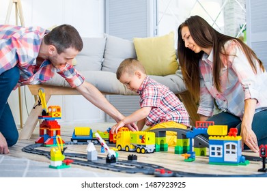 Ukraine, Kharkov, The Family Plays With The Constructor Of The Company Lego 18.06.2017
