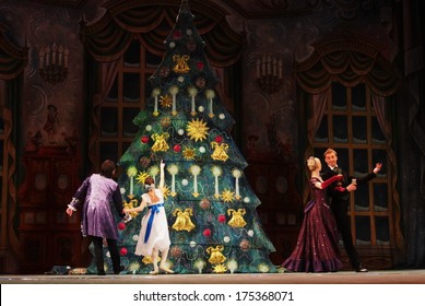 UKRAINE, LUGANSK - February 5, 2014: Donetsk Opera Dancers Perform The Nutcracker Ballet  In Lugansk