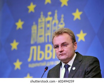 Ukraine, Lviv - December 26, 2013: Mayor Of Lviv Andriy Sadovyi Speaks During A Meeting With Residents Of Lviv.