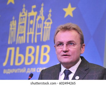 Ukraine, Lviv - December 26, 2013: Mayor Of Lviv Andriy Sadovyi Speaks During A Meeting With Residents Of Lviv.