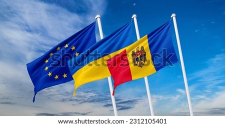  ukraine moldovan and eu flags EU Leaders Make Ukraine, Moldova Official Candidates For Membership