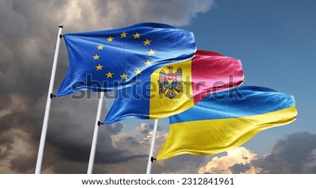 ukraine moldovan and eu flags EU Leaders Make Ukraine, Moldova Official Candidates For Membership