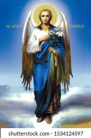 UKRAINE, ODESSA REGION, VILLAGE PETRODOLINSKOE – JULY, 02, 2012: Icon of the Archangel Gabriel.