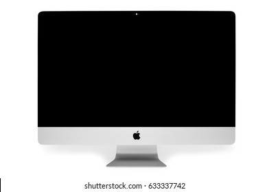 UKRAINE, RIVNE, May 4, 2017. Apple Computer IMac 27 Retina Display 5K Keyboard And Magic Mouse Isolated On A White Background