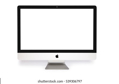 UKRAINE, RIVNE, NOVEMBER 2, 2016. Apple Computer IMac 27 Retina Display 5K Keyboard And Magic Mouse Isolated On A White Background