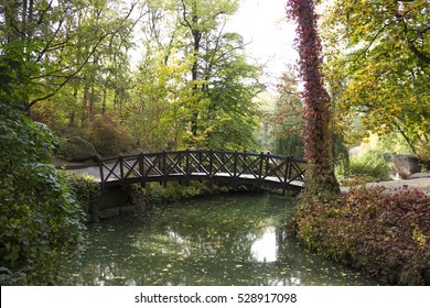 Ukraine. Sophia Park in Uman. Wooden bridge over a stream.