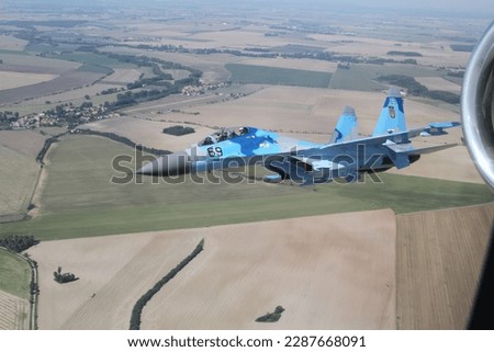 Ukraine Su-27 military jet in slight photo. Ukraine hero's in flight. 