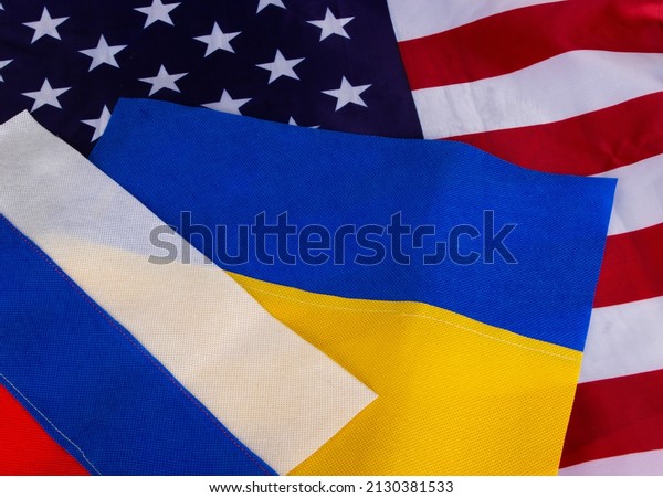 Ukraine, USA, Russia flag grunge Ripped paper
background. High quality
photo