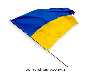 Ukraine's flag is isolated on a white background. flag symbols of Ukraine. close up of a Ukrainian flag waving in the wind. - Shutterstock ID 2090430775