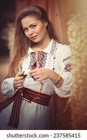 Ukrainian beautiful girl in national clothes