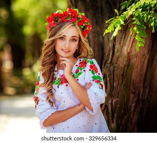 Ukrainian Beautiful Girl In National Clothes