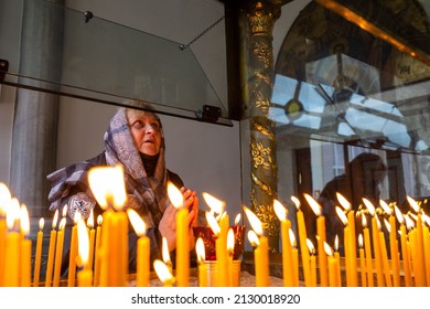 Ukrainian Citizens Living In Turkey Prayed At The Church Of Fener Orthodox Patriarchate For The End Of The War Caused By The Russian Intervention In Ukraine On February 27, 2022 In Istanbul, Turkey.