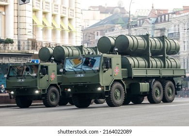 Ukrainian coastal mobile missile complex with anti-ship missiles R-360 Neptune during a rehearsal for the Independence Day military parade in central Kyiv, Ukraine August 20, 2021