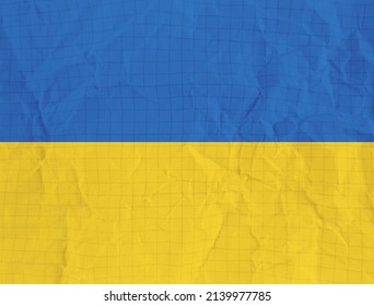 Ukrainian Flag Colors Background. Crumpled Sectional Paper Sheet Texture