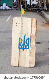 Ukrainian flag on the shield - Shutterstock ID 177560684