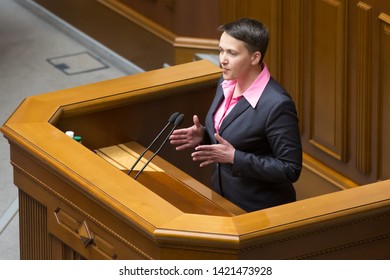 Ukrainian Lawmaker Nadiya Savchenko Speaks At A Parliament Session In Kiev, Ukraine. May 22, 2019.