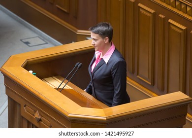 Ukrainian Lawmaker Nadiya Savchenko Speaks At A Parliament Session In Kiev, Ukraine. May 22, 2019.