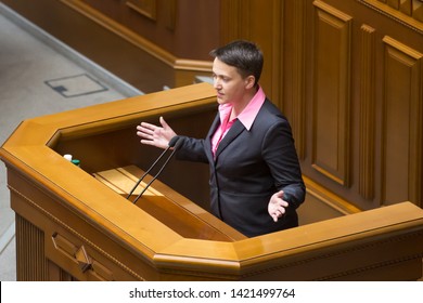 Ukrainian Lawmaker Nadiya Savchenko Speaks At A Parliament Session In Kiev, Ukraine. May 22, 2019.