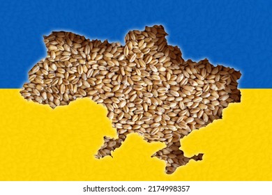 Ukrainian map lies on wheat that is impossible to export. World grain crisis caused by Russian-Ukrainian war concept