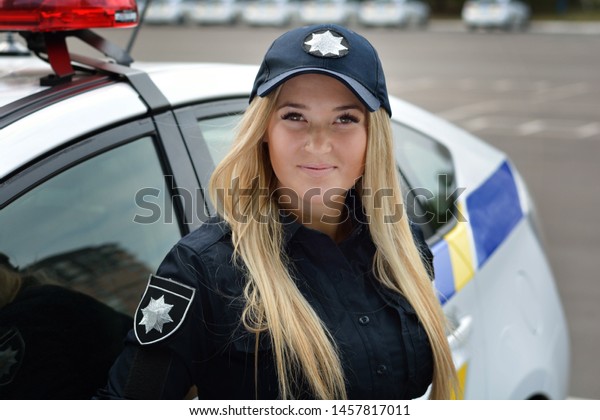 Ukrainian Police Girl Near Police Car Stock Photo Edit Now