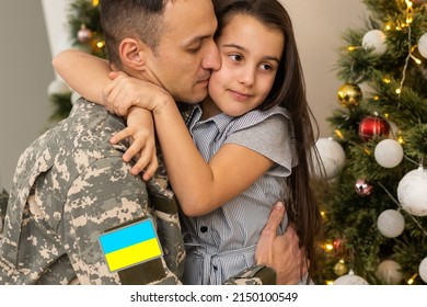Ukrainian soldier. Militarization. Ukrainian defender says goodbye to his family. Mobilization of Ukrainian men. War of Ukraine and Russia
