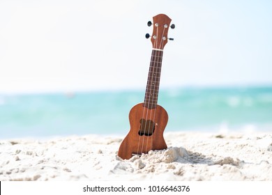 Ukulele Sand Beach Stock Photo 1016646376 