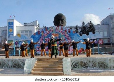 Ulan-Ude, Buryatia, Russia. 05/02/2019 The Holiday Of The White Month, The Beginning Of The Year According To The Buddhist Calendar.  Performance Of The Youth Dance Ensemble