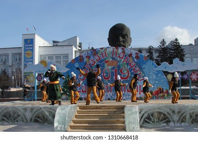 Ulan-Ude, Buryatia, Russia. 05/02/2019 The Holiday Of The White Month, The Beginning Of The Year According To The Buddhist Calendar.  Performance Of The Youth Dance Ensemble