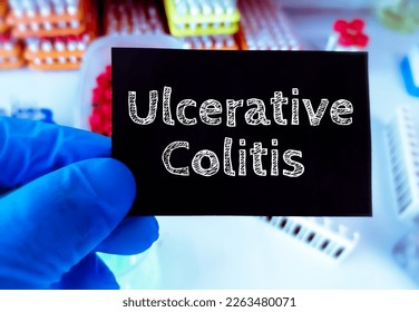Ulcerative Colitis disease term, a long term condition where the colon and rectum become inflamed, medical conceptual image. - Shutterstock ID 2263480071