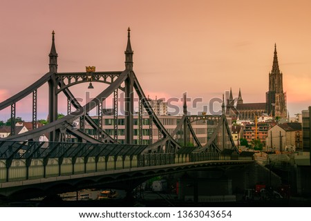 Ulm, Baden-Wuerttemberg/Germany: The old and steel bridge 