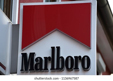 ULM,GERMANY-JUNE 24,2018: Marlboro Advertising In ULM.