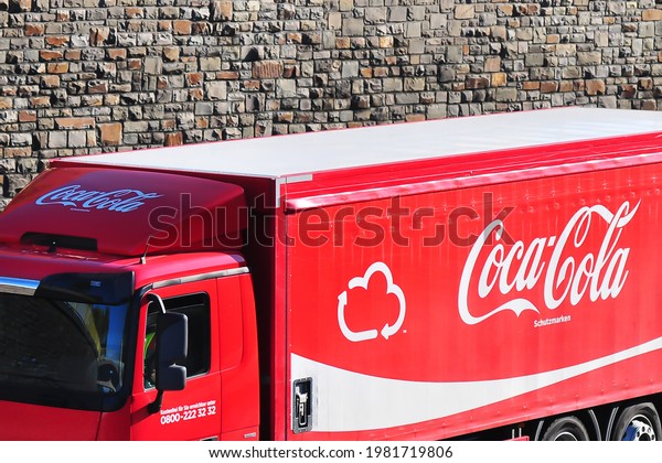 Ulm,Germany-October 1, 2015:   Coca Cola\
truck on the freeway to\
Frankfurt\
.
