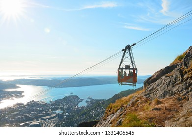 Ulriken Cable Car At Mount Ulriken In Bergen, Norway