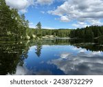 Ulsrudvann lake in the summer, Oslo, Norway