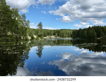 Ulsrudvann lake in the summer, Oslo, Norway