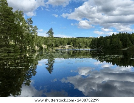 Ulsrudvann lake in the summer, Oslo, Norway