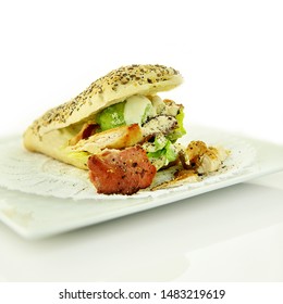 The Ultimate Bacon, Lettuce, Chicken And Avocado Sandwich, A Soft Seeded Roll Loaded With Delicious Ingedients And Smothered In Italian Grated Parmesan Cheese. Copy Space.