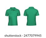 Ultimate Blank Mockup Set for Kids, Green Polo Shirts with Front and Back Views Transparent Background Template.