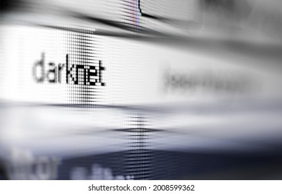 Ultra close up of Darknet browser deep dark web net internet display