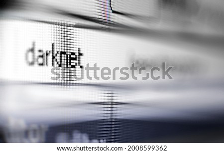 Ultra close up of Darknet browser deep dark web net internet display