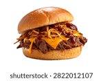 Ultra Realistic Pulled Beef Burger Complete Full Isolated On White Background