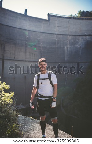 Similar – young tourist walks around the summer city