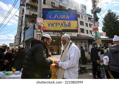 Ultra-Orthodox Jewish Pilgrims On The Street Near The Tomb Of Rabbi Nachman Of Breslov During The Celebration Of Rosh Hashanah Holiday, The Jewish New Year, In Uman, Ukraine September 25, 2022