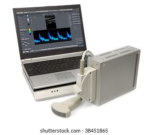 Ultrasound devices on a white background color illumination - Shutterstock ID 38451865