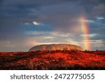 Uluru-Kata Tjuta National Park, Northern Territory, Australia: Rare rainbow over Uluru, Australia