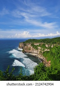 Uluwatu, Bali, Indonesia - December 8, 2021 : View of the cliffs and uluwatu beach in the morning