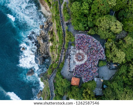 Uluwatu temple view of traditional Balinese dance from above