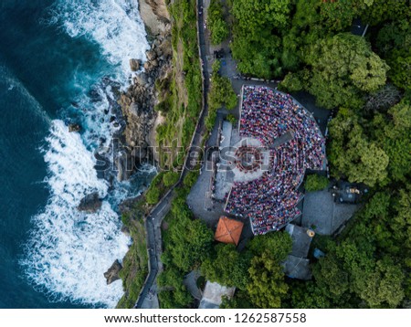 Uluwatu temple view of traditional Balinese dance from above