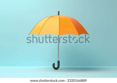 umbrella laying on blue color background