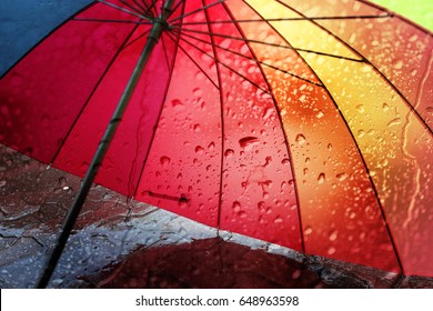 Umbrella On Rainy Day,selective Focus.